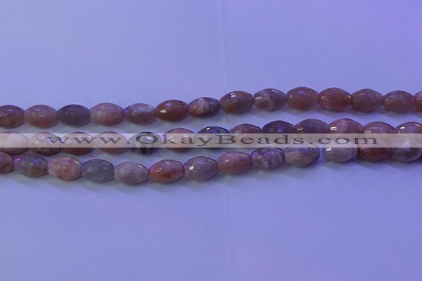 CMS582 15.5 inches 8*11mm faceted rice moonstone gemstone beads