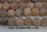 CMS602 15.5 inches 8mm round matte natural moonstone beads