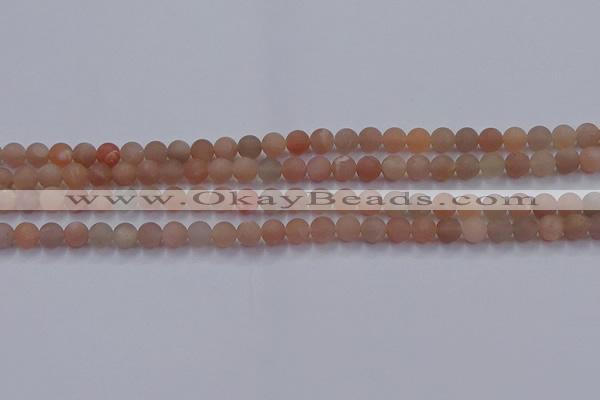 CMS611 15.5 inches 6mm round matte moonstone beads wholesale