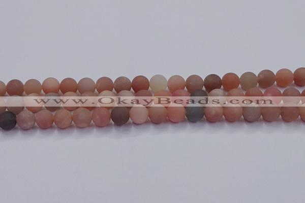 CMS613 15.5 inches 10mm round matte moonstone beads wholesale