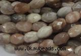 CMS70 15.5 inches 6*10mm faceted rice moonstone gemstone beads