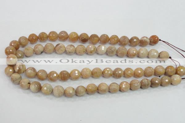 CMS85 15.5 inches 12mm faceted round moonstone gemstone beads