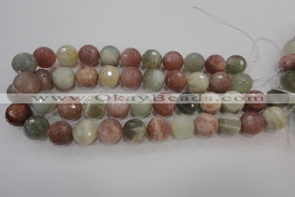 CMS875 15.5 inches 16mm faceted round moonstone gemstone beads