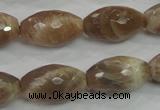 CMS93 15.5 inches 13*22mm faceted rice moonstone gemstone beads