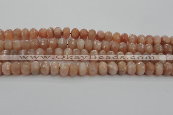 CMS951 15.5 inches 6*10mm faceted rondelle A grade moonstone beads