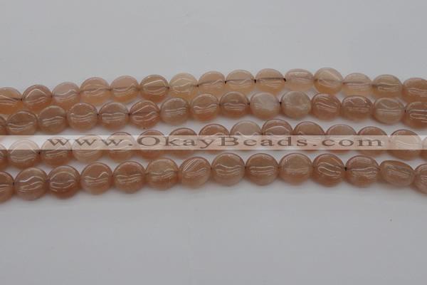 CMS956 15.5 inches 8mm flat round A grade moonstone beads