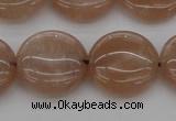 CMS959 15.5 inches 14mm flat round A grade moonstone beads