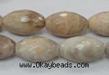 CMS96 15.5 inches 13*22mm faceted rice moonstone gemstone beads