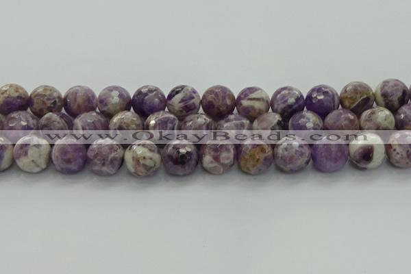 CNA1015 15.5 inches 14mm faceted round dogtooth amethyst beads