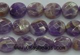 CNA1044 15.5 inches 10mm faceted coin dogtooth amethyst beads