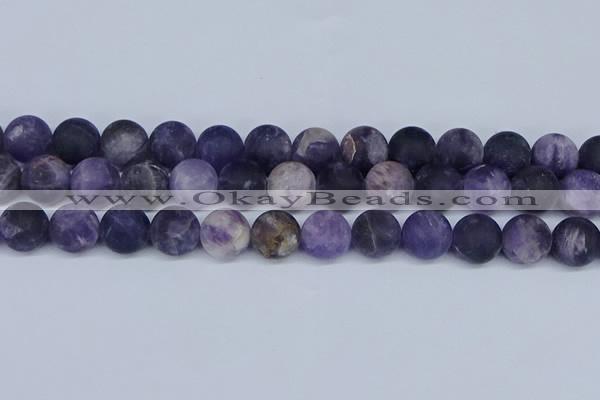 CNA1065 15.5 inches 14mm round matte dogtooth amethyst beads