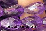 CNA1104 15.5 inches 8*12mm faceted teardrop amethyst gemstone beads