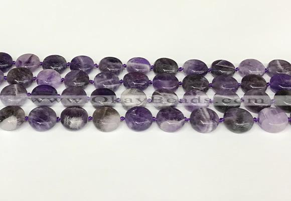 CNA1120 15.5 inches 14mm flat round dogtooth amethyst beads