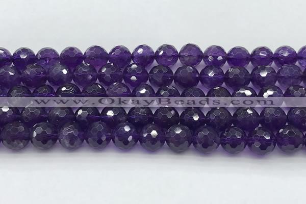 CNA1177 15.5 inches 10mm faceted round natural amethyst beads