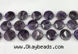 CNA1205 15.5 inches 20mm faceted coin amethyst gemstone beads