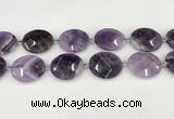 CNA1208 15.5 inches 25*30mm faceted oval amethyst gemstone beads