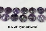 CNA1211 15.5 inches 30mm faceted coin amethyst gemstone beads