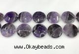 CNA1212 15.5 inches 40mm faceted coin amethyst gemstone beads