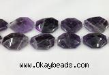 CNA1213 15.5 inches 25*35mm - 30*40mm faceted freefrom amethyst beads