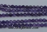 CNA250 15.5 inches 4mm faceted round natural amethyst beads