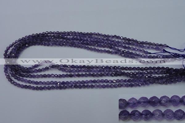 CNA250 15.5 inches 4mm faceted round natural amethyst beads