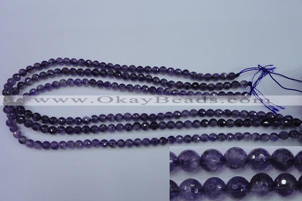 CNA251 15.5 inches 6mm faceted round natural amethyst beads