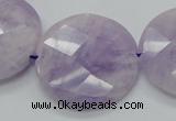 CNA326 15.5 inches 30mm faceted coin natural lavender amethyst beads