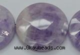 CNA327 15.5 inches 40mm faceted coin natural lavender amethyst beads