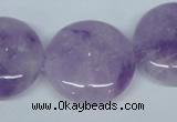 CNA438 15.5 inches 25mm flat round natural lavender amethyst beads