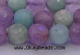 CNA684 15.5 inches 12mm faceted round lavender amethyst & amazonite beads