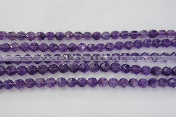 CNA69 15.5 inches 8mm faceted round natural amethyst beads