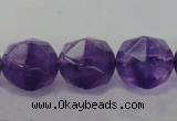 CNA71 15.5 inches 12mm faceted round natural amethyst beads