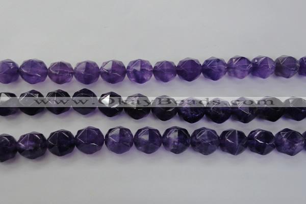 CNA72 15.5 inches 14mm faceted round natural amethyst beads