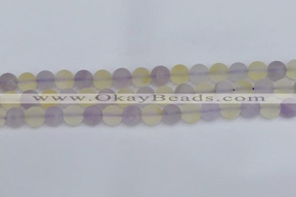 CNA744 15.5 inches 12mm round matte amethyst & citrine beads