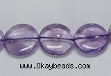 CNA822 15.5 inches 14mm flat round natural light amethyst beads