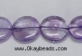 CNA824 15.5 inches 18mm flat round natural light amethyst beads