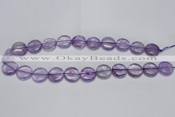 CNA824 15.5 inches 18mm flat round natural light amethyst beads