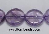 CNA825 15.5 inches 20mm flat round natural light amethyst beads