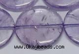 CNA829 15.5 inches 40mm flat round natural light amethyst beads