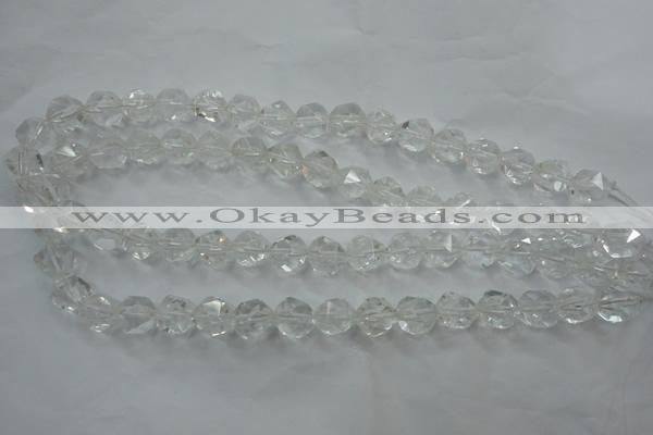 CNC100 15 inches 6mm faceted nuggets white crystal beads