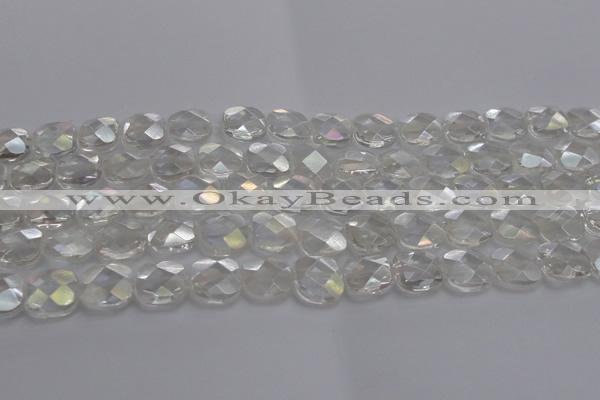 CNC220 15.5 inches 10*10mm faceted square AB-color white crystal beads