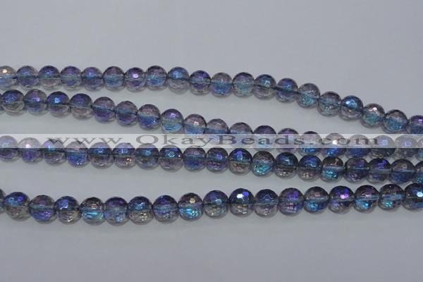 CNC311 15.5 inches 6mm faceted round AB-color white crystal beads