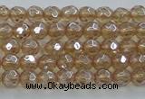 CNC516 15.5 inches 4mm faceted round dyed natural white crystal beads