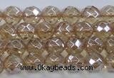 CNC518 15.5 inches 8mm faceted round dyed natural white crystal beads