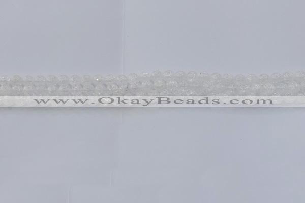 CNC550 15.5 inches 4mm round natural crackle white crystal beads