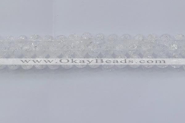 CNC553 15.5 inches 10mm round natural crackle white crystal beads