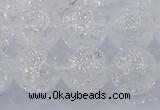 CNC554 15.5 inches 12mm round natural crackle white crystal beads