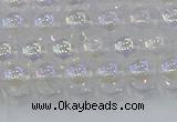 CNC561 15.5 inches 6mm round plated crackle white crystal beads