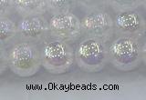 CNC562 15.5 inches 8mm round plated crackle white crystal beads