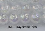 CNC563 15.5 inches 10mm round plated crackle white crystal beads